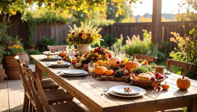 Autumnal outdoor dining table