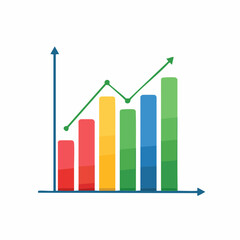Business Graph Depicting Financial Growth: A vibrant graphic illustration showcasing a rising bar graph, symbolizing positive business trends, economic progress, and upward trajectory.