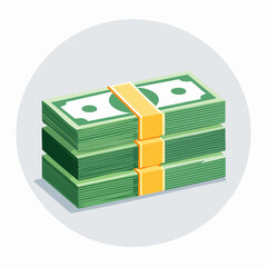 Stacks of Green: Illustrated stacks of United States currency, symbolizing wealth, financial abundance, and economic prosperity within a minimalist and clean graphic style.