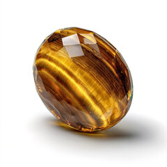A photorealistic single faceted tiger’s eye gemstone