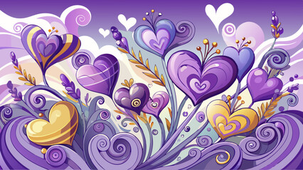 Lavender hearts float like dreams, expressing spiritual affection and imaginative love. Elegant swirls, whimsical touches, and fantasy-driven forms reflect poetic emotions and soulful romantic ideals.