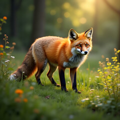 Wild red fox vulpes vulpes