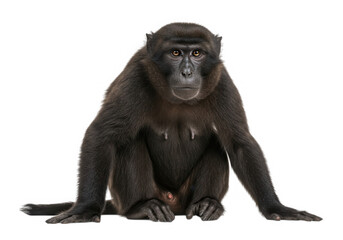 Obraz premium Celebes crested macaque monkey sitting isolated on transparent background