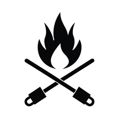 Campfire Rotisserie Rod Icon Vector Illustration