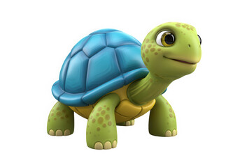 Obraz premium Cute cartoon turtle with blue shell isolated on transparent background