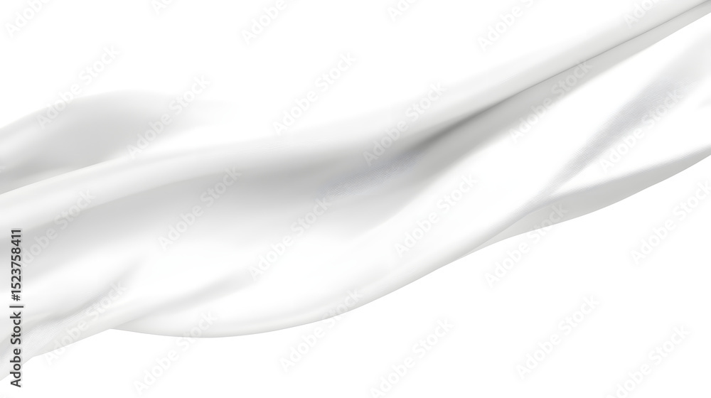 Poster flowing white fabric studio setting high-resolution image minimalist environment close-up viewpoint