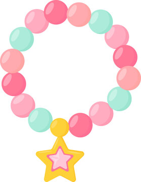 colorful beaded bracelet with star charm clip art preview