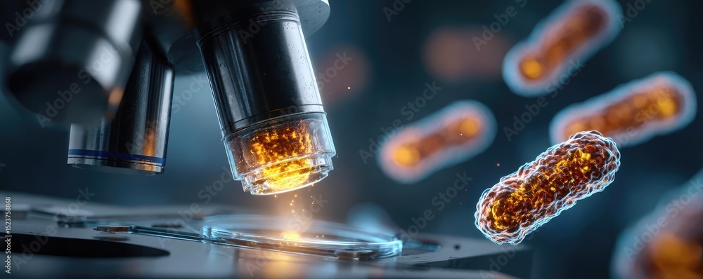 Poster medical illustration colon and public support for prevention concept. close-up view of bacteria unde