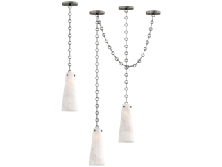Lucca Alabaster Chandelier 3 , blackened brass with alabaster , Elegant Lighting Fixture Against white bachground .