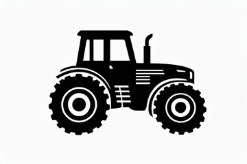 black tractor silhouette, farm tractor icon on white, agricultural vehicle outline