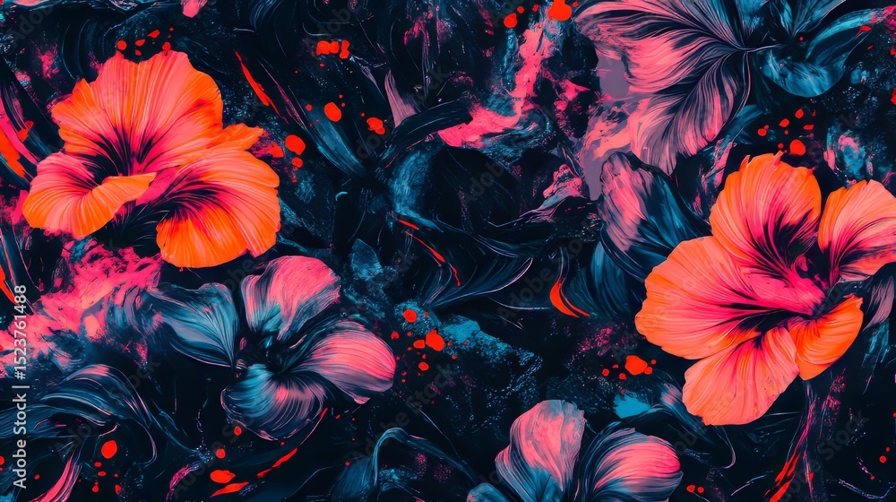 Aufkleber a burst of dynamic color explodes in abstract blooms of pink and violet, embodying the essence of pa