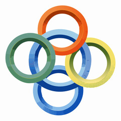 Abstract Interlocking Colorful Rings Design Modern Vector Illustration