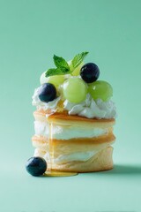 Fresh Grape and Blueberry Whipped Cream Pancake &ndash; Summer Fruit Dessert Series