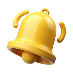 3d rendered yellow bell notification icon isolated on transparent background