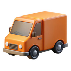 Orange delivery van cartoon 3d model isolated on transparent background