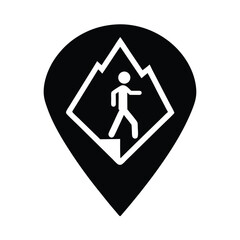 Hiking Trail Info Sign Icon Vector Illustration