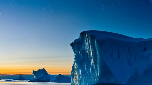 Icebergs sunrise landscape