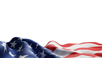 USA or American flag isolated on white background Independence day banner 3D render