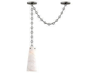 Lucca Alabaster Pendant 1S , blackened brass with alabaster , Elegant Lighting Fixture Against...