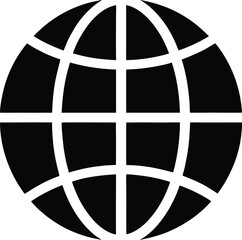 black silhouette of a globe with grid lines transparent