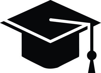 black silhouette of a graduation cap icon education