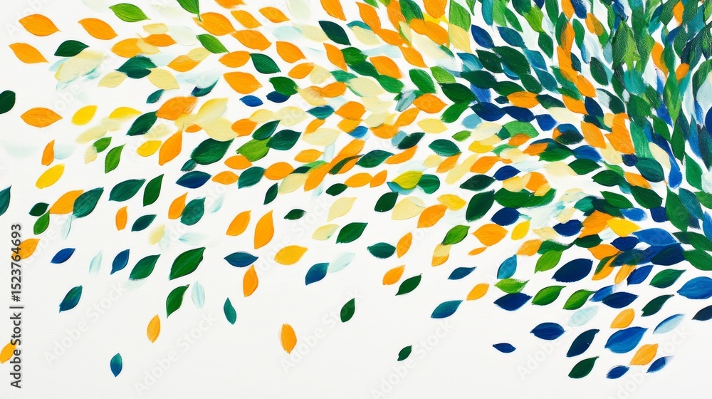 Poster the use of colorful overlapping brushstrokes achieves a distinctive painterly effect in this abstrac