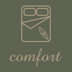 logo for furniture, bed sheet, bed cover or household appliance brand products. with feather icon  represent comfort.