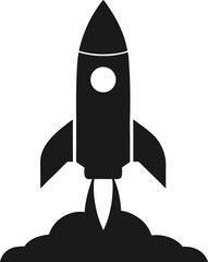 black silhouette of a rocket launch icon startup