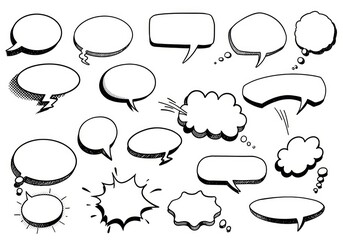 Fototapeta premium Black speech bubbles on white.