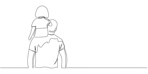 Father and child enjoying a moment together with a view during a sunny day in a calm outdoor setting