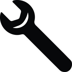 black silhouette of a wrench icon tools and repair