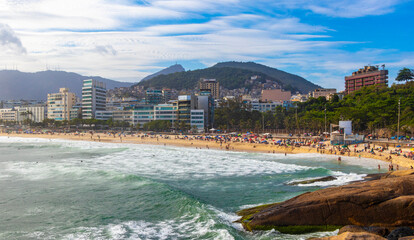 Ipanema Beach Tropical Paradise Panorama in Rio de Janeiro Brazil.