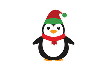 Christmas Penguins Cartoon Vector Cute Holiday Clipart on White Background