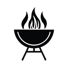 Outdoor Fire Pit Grill Icon Vector Illustration