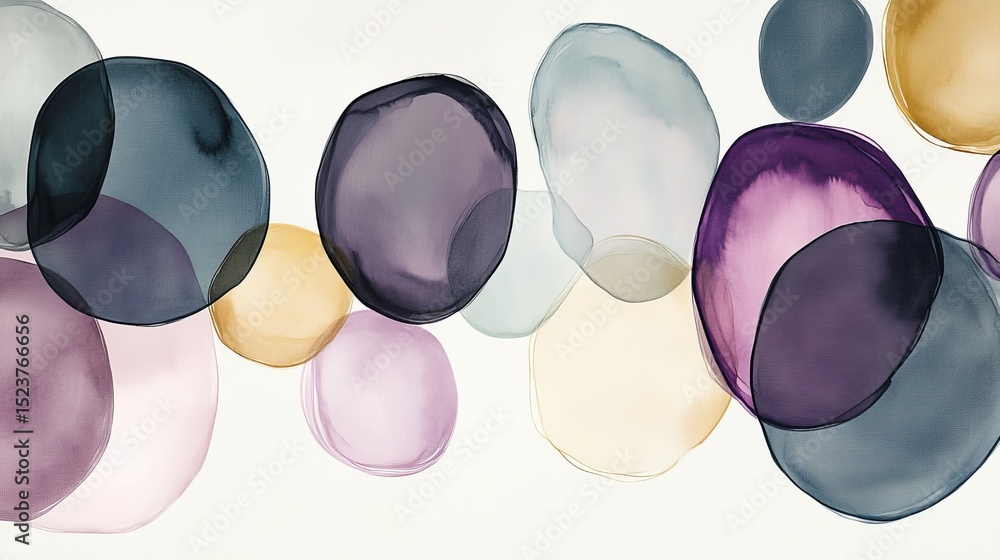 Poster an abstract background featuring translucent orbs that evoke an ethereal watercolor dreamscape is su