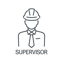  Production supervisor. Vector linear icon illustration. Isolated on white background.