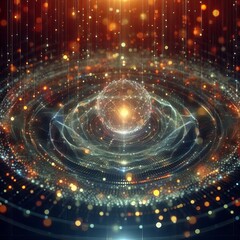 Floating particle hologram Showing many bright dots in the space