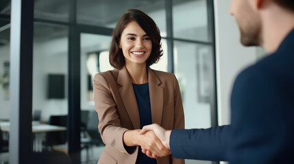 business woman shaking hands