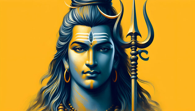Lord Shiva portrait for festival color design banner background