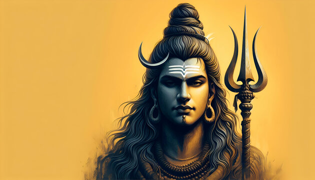 Lord Shiva portrait for festival color design banner background