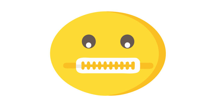A zipper-mouth emoji face with a neutral expression, symbolizing secrecy or the desire to keep something hidden in bright yellow tones.
