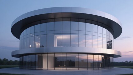 Modern Circular Building with Extensive Glass Facade