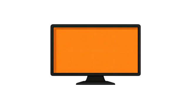 Simple flat design of a monitor with an orange screen