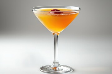 Elegant cocktail glass with orange drink and cherry garnish