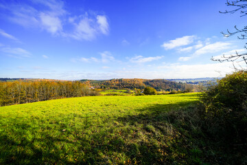 View of the landscape near Gerolstein. Nature near the Vulkaneifel National Park.
