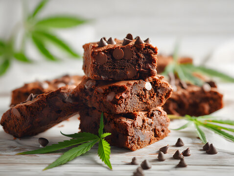 cannabis brownies with gooey chocolate chips