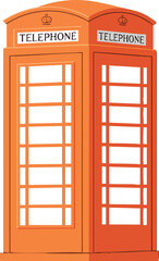 Obraz premium Orange Classic Telephone Booth Vector Illustration with Transparent Background 