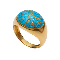 Gold ring with turquoise inlay