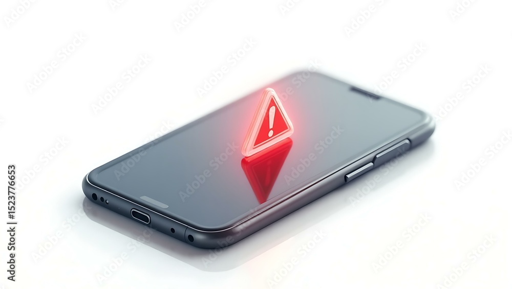 Poster a smartphone displaying a caution alert symbol, emphasizing the need for attention and caution in di