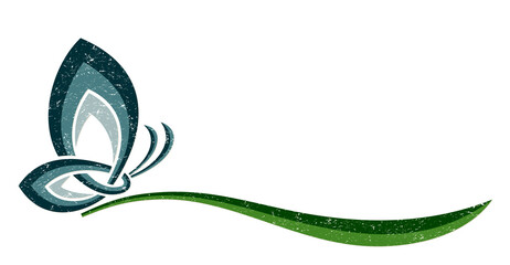 The symbol of a stylized blue butterfly.
